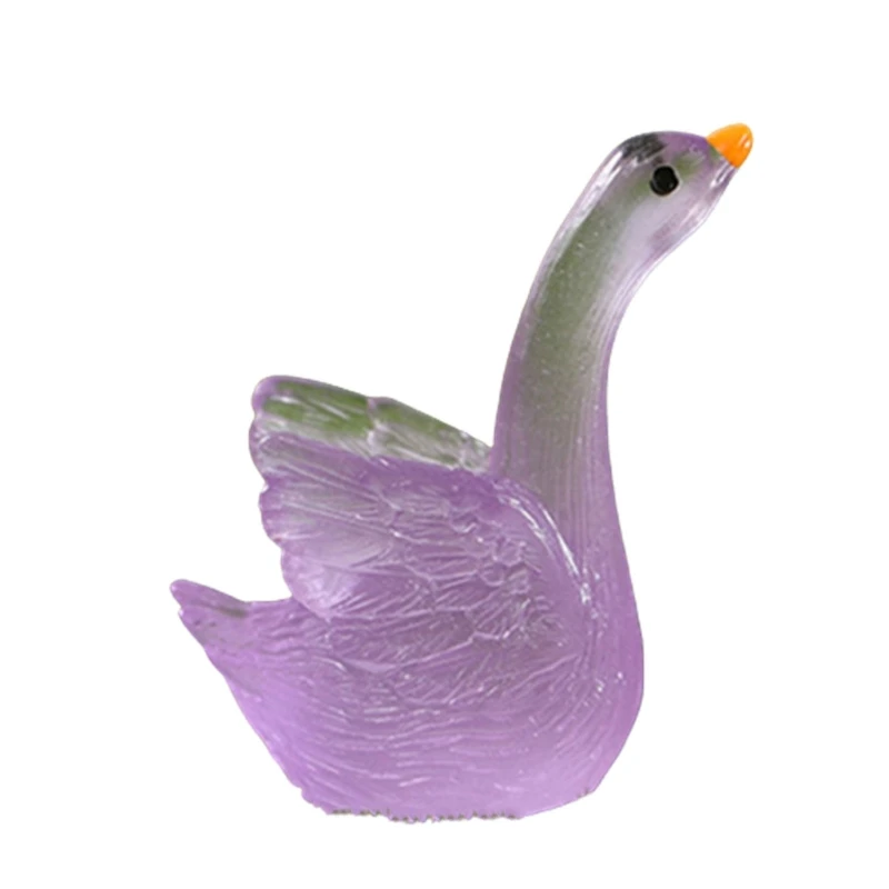 

10pcs Mini Fluorescent Swans Ornament Miniature Figures Micro Landscape Accessories Garden Dollhouse Decoration Resin Dropship