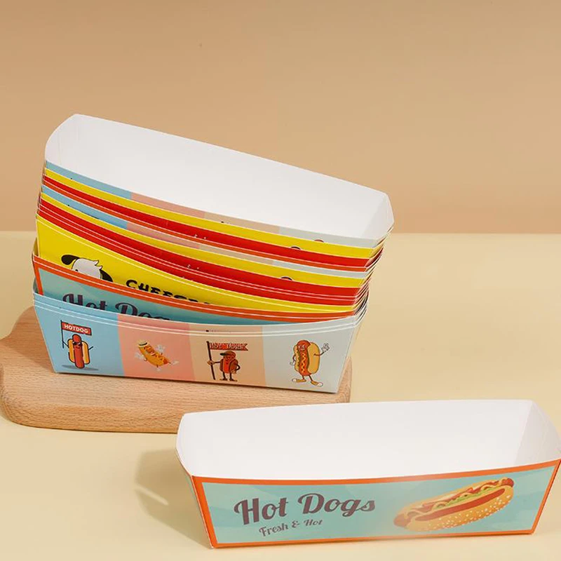 100PCS Disposable Hot Dog Boxes Paper Food Trays | Foldable Takeout Catering Containers... - SKU FTCC2107 - UGI Packaging