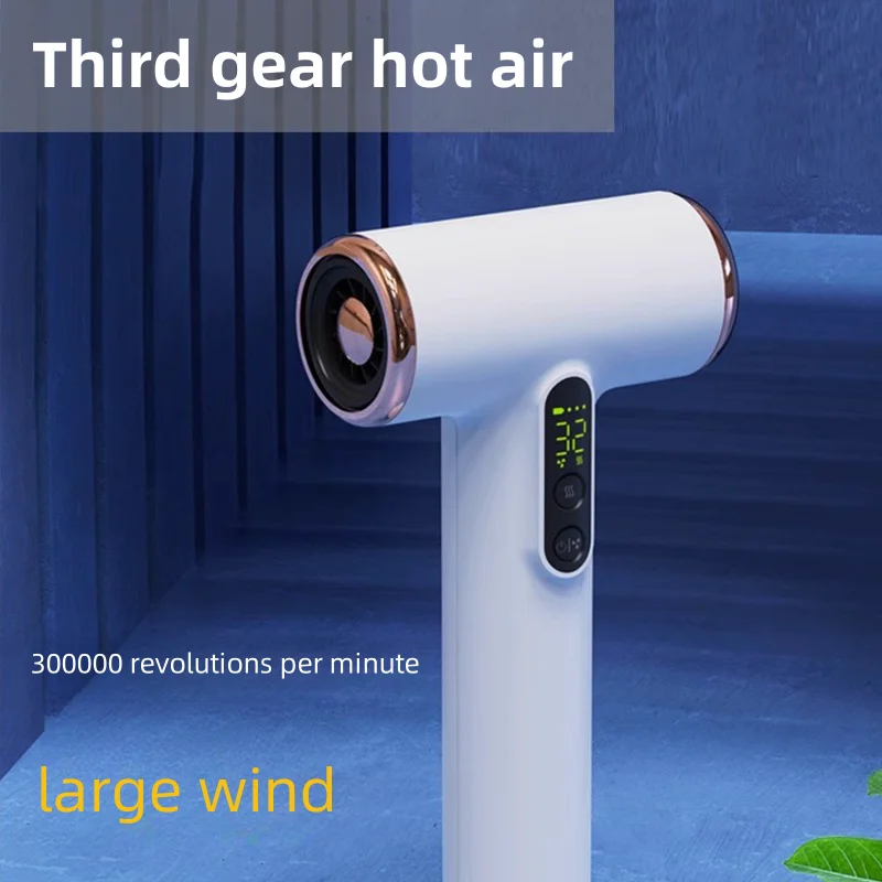 Wireless Rechargeable Hair Dryer with LED Display and 30000 RPM High Speed Mini Portable Blow Dryer for Home Dormitory Travel 2