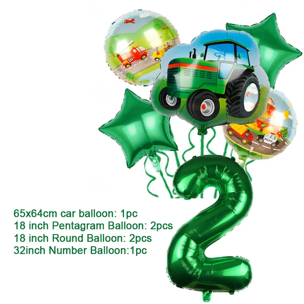 Grüne Bauernhof Traktor Thema Bagger Fahrzeug Geburtstag Party Dekoration Einweg Platte Banner Luftballons Baby Dusche Kinder Liefert – Detail 25