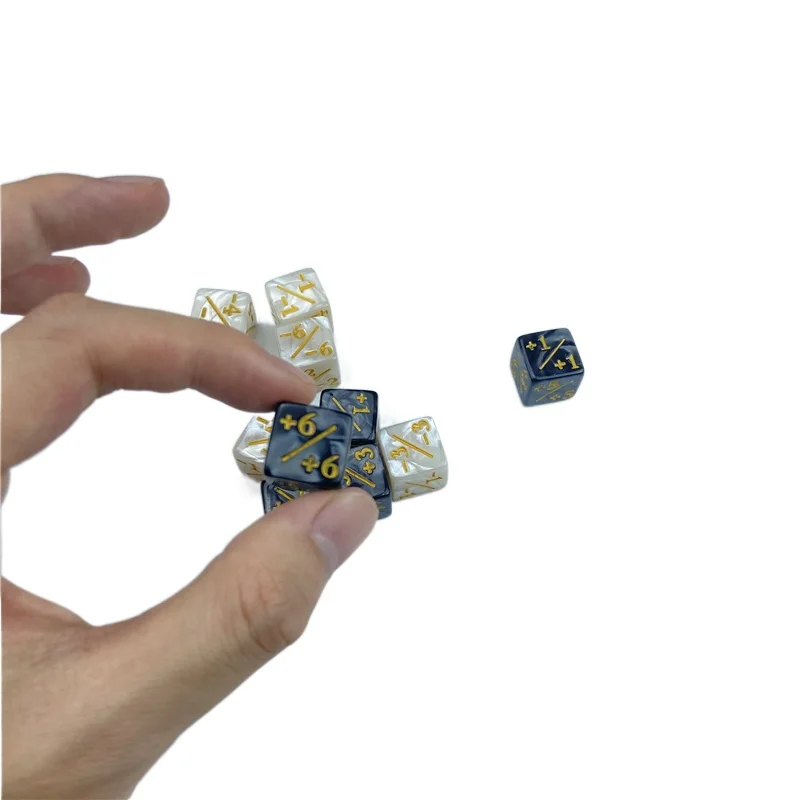 Dice 10pcs 16mm 6 Side Counting Dice +1/-1 Black White Kids Toy For Game Counting Counters boardgame toys
