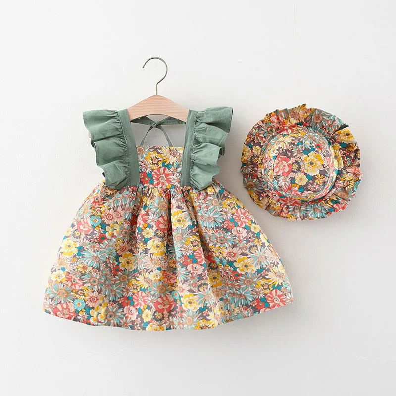 

Summer New Infant Floral Dress Baby Girl Sleeveless Backless Princess Skirt