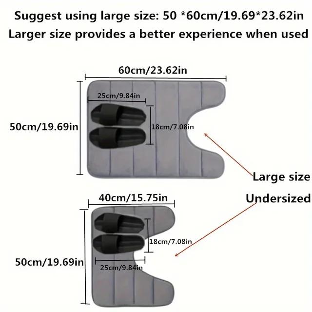 Tapis de toilette en forme de U, tapis de salle de bain, en mousse à mémoire de forme, antidérapant, super absorbant 4
