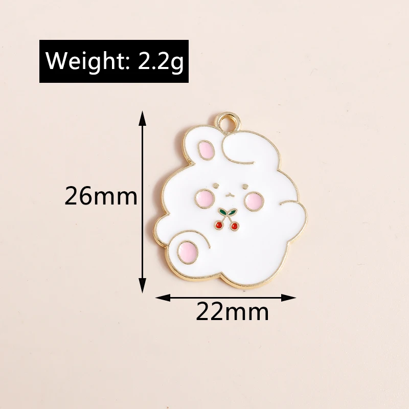Leslie Mixed 10/20 Stück süße Emaille-Kaninchen-Anhänger-Charms für Schmuckherstellung, DIY, Ohrringe, Halskette, Armband, Zubehör, Zubehör – Detail 18