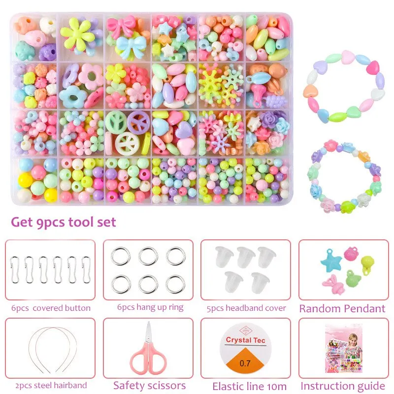Beading Accessories Set 24 Grids Girls Makaron Color Cute Handmade DIY