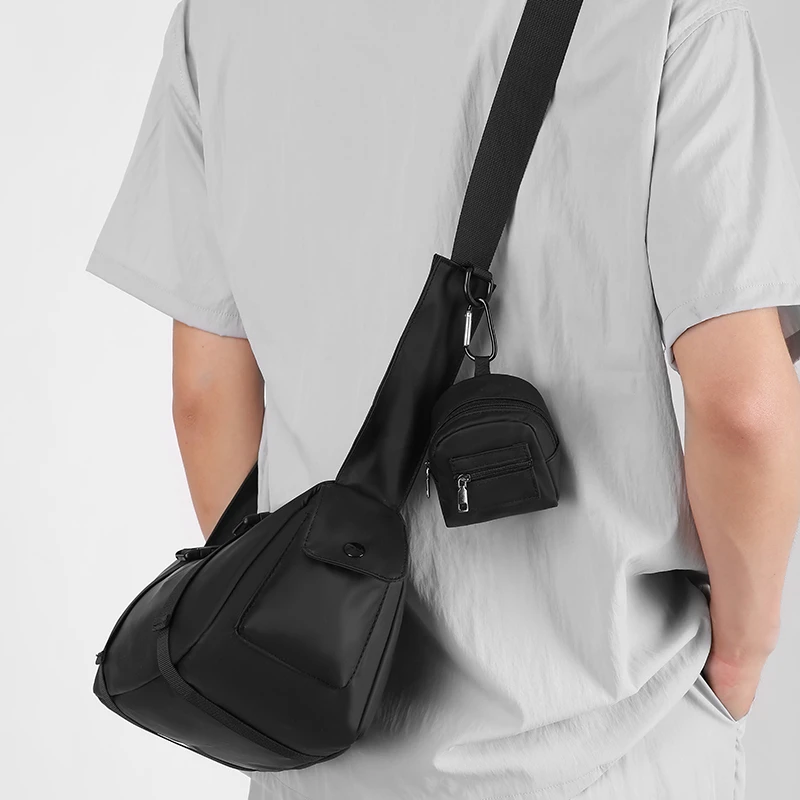 Men's Black Shoulder Bag - Zipper Shoulder Bag, Messenger Bag, small shoulder bag