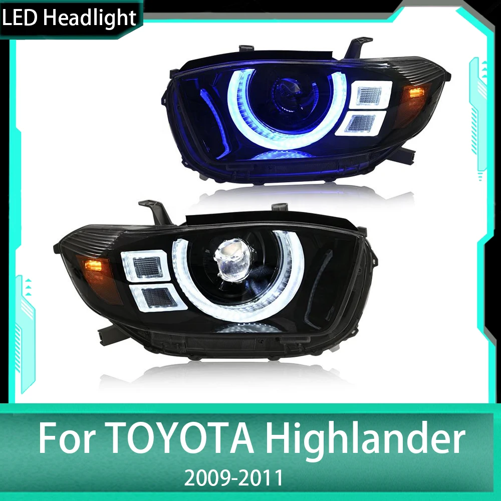 

2Pcs Car Lights for Toyota Highlander LED Headlight 2009-2011 Highlander Head Lamp Drl Projector Lens Automotive Accessories