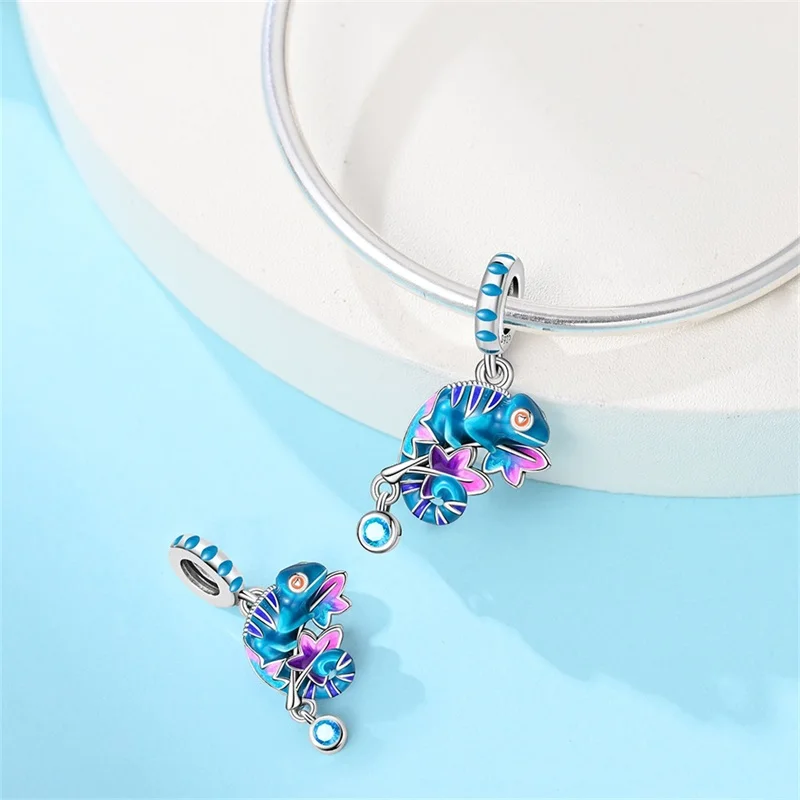 925 Sterling Silver Charms Beads Temperature Change Color Elephant Chameleon Butterfly DIY Jewelry Gifts