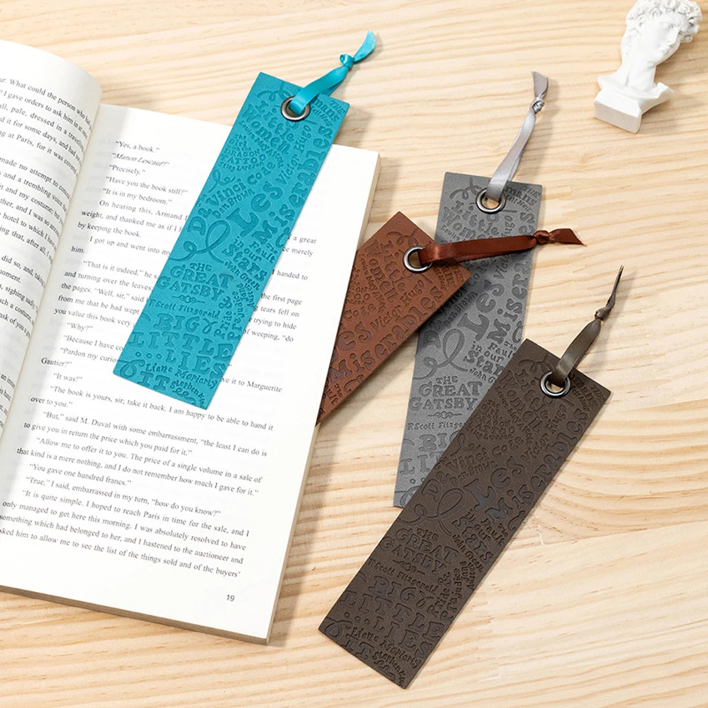 

Handcrated English Printing Leather Bookmarks For Book Mini Corner Page Marker Genuine Leather Bookmark For Reader Teacher Gift