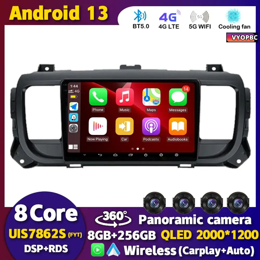 

Автомагнитола Carplay для Citroen Jumpy 3 2016-2021, Android 13, для Peugeot Expert 3 2016-2021, мультимедийный видеоплеер, стерео 4G