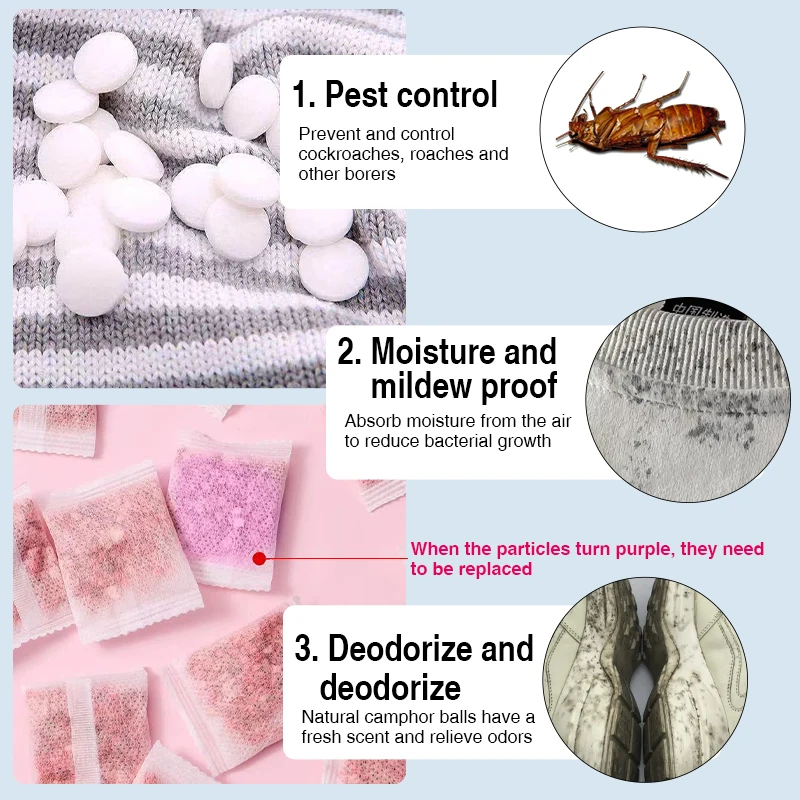 Camphor Balls Wardrobe Anti mold Moisture-proof Flower Fragrance Odor Removal Dehumidification For Household Non toxi
