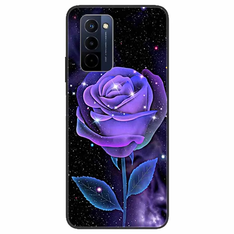 Stylish Black TPU Soft Silicone Bumper Case with Cartoon Flowers and Animals Design