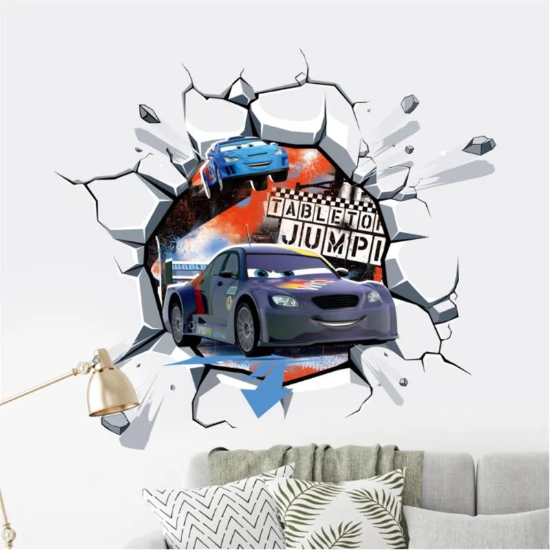 Cartoon cars 3D wall stickers for kid's room kindergarten bedroom living room diy wall decoration Lightning McQueen stickers wall stickers luminous wall stickers vinyl decal stickers children room decoration