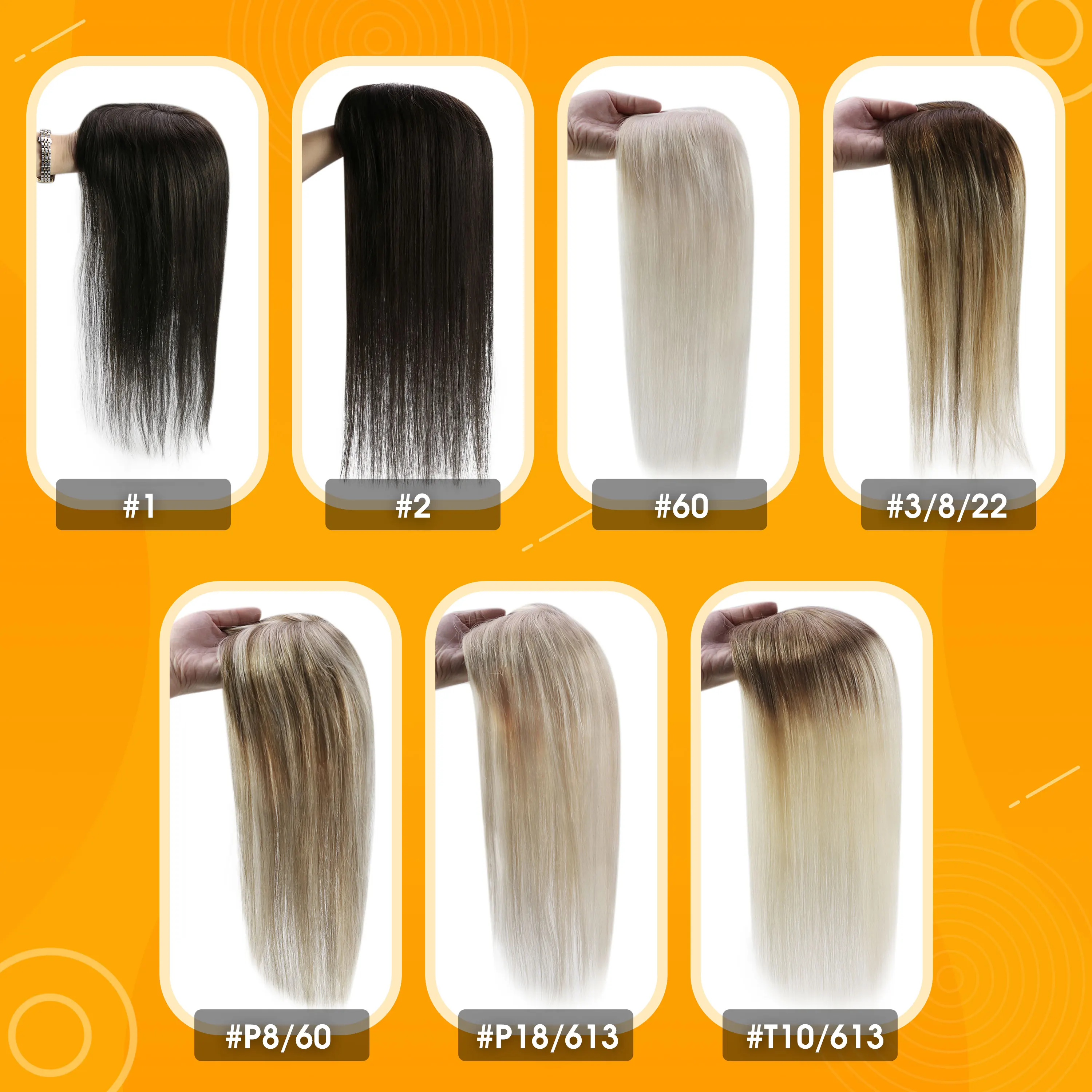 Full Shine Hair Topper Ombre 3*5inch Machine Remy Hair Piece With Clips 150% Density Human Mono Base For Woman