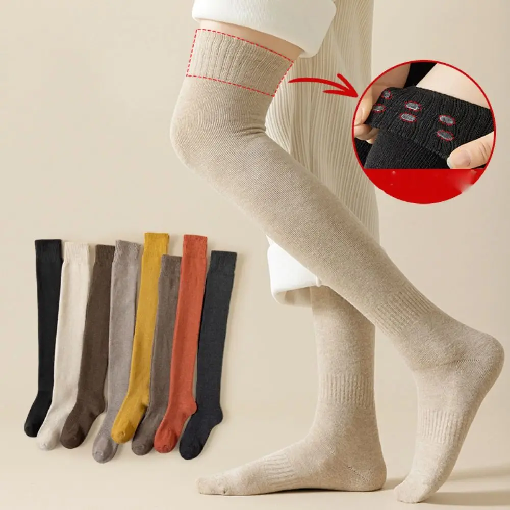 

Autumn Winter Warm Long Tube Socks Thickened Over Knee Solid Color Women Cotton Stockings Soft Comfortable