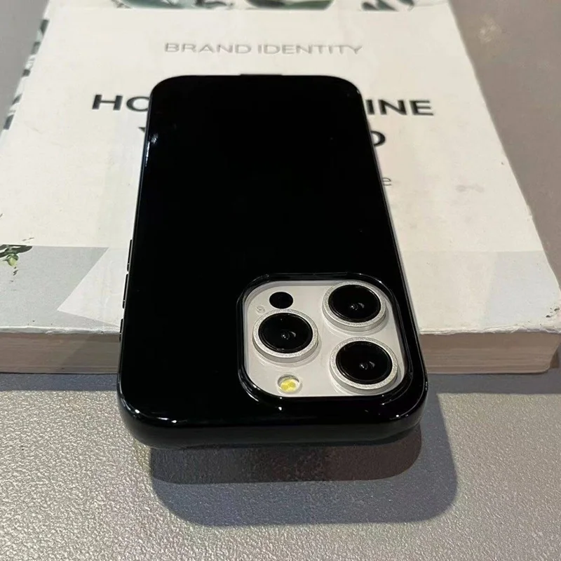 Soft Glossy Black Silicone Shockproof Phone Case with Bumper Protection