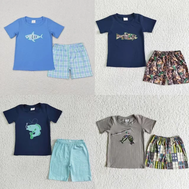 Wholesale Baby Boy Summer Short Sleeves Shirt Set Children