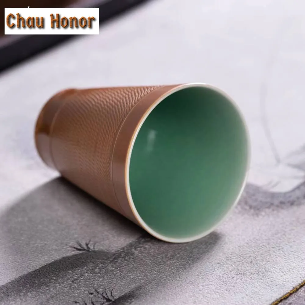 75ml Handmade Longquan Celadon Teacup Jumping Knife Master Cup Ceramic Fragrance Tasting Cup Chazhan Kung Fu Teaware Gift Box