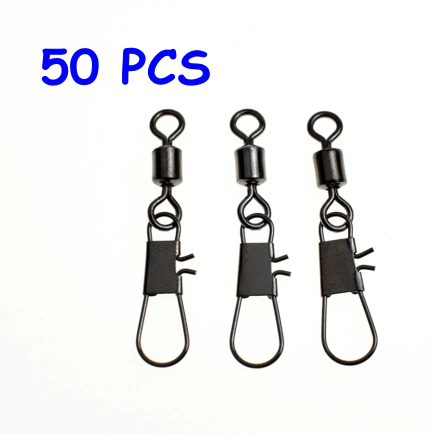 Fishing Swivels Interlock Snap Pin Ball Bearing Swivel Rolling Solid Rings Connector 50pcs