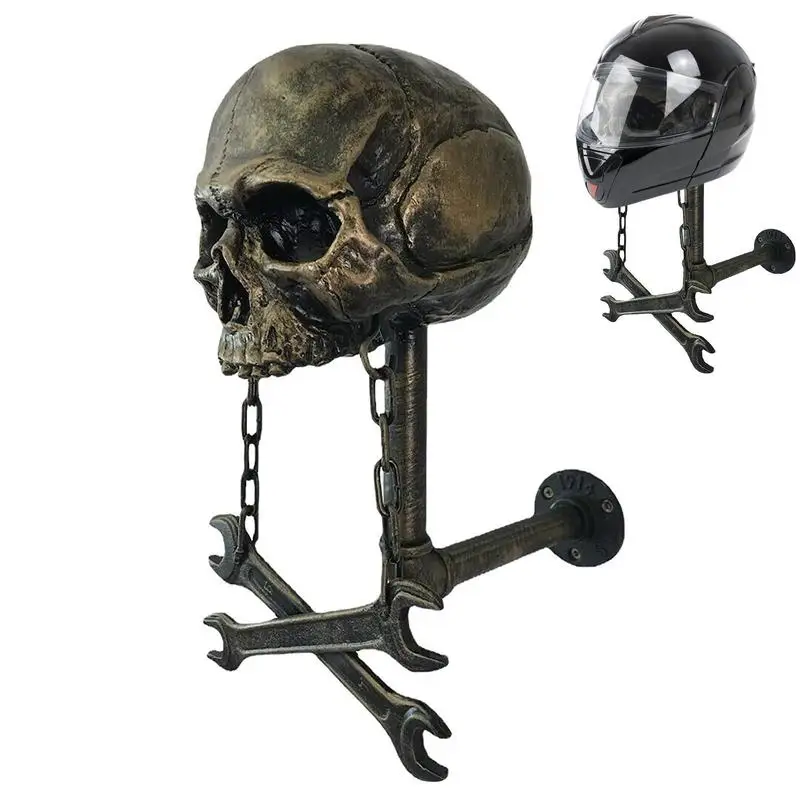 

Skull Head Helmets Holder Skull Helmets Display Helmets Holder Wall Mount Detachable Resin Crafts Skull Hanger For Helmets