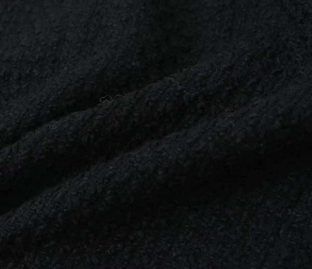 Autumn O neck Soft Woolen Black Tweed Coat Cropped Vintage Women Silver Buttons Full Sleeve Short Blazer Elegant Jacket