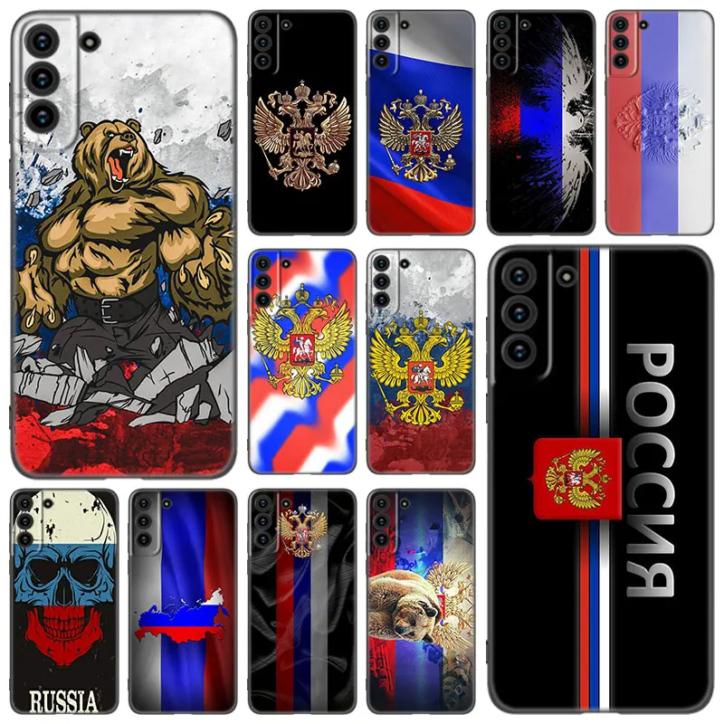 Russia Russian Flags Emblem Phone Case Per Samsung Galaxy S21 S20 Fe S22 Ultra S10 Lite S9 S8 Plus S7 Edge S10E Soft Black Cover