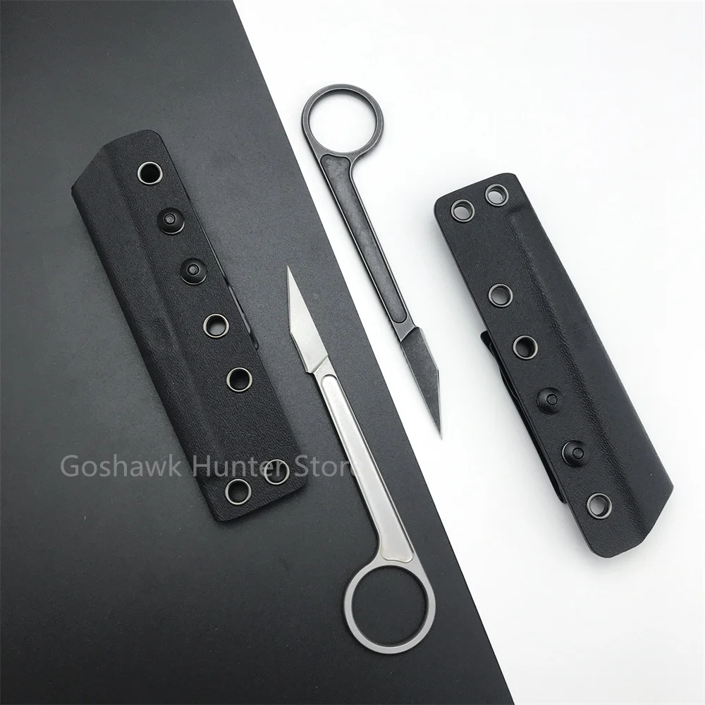 Mini Fixed Blade Neck Knife EDC Outdoor Combat Pocket Knife With Kydex Sheath For Hunting Camping Cutter Tools Key Ring Knives