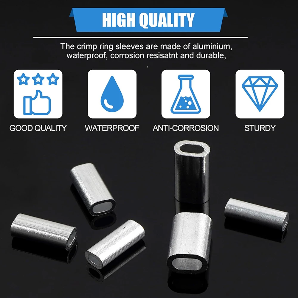 200 قطعة الصيد الألومنيوم تجعيد الأكمام البيضاوي ب...