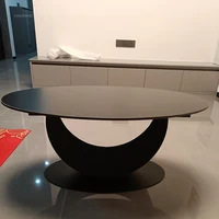 Italian Rock Slab Coffee Table – Oval Luxury Minimalist Side Table for Living Room or Small Apartment - Image 5