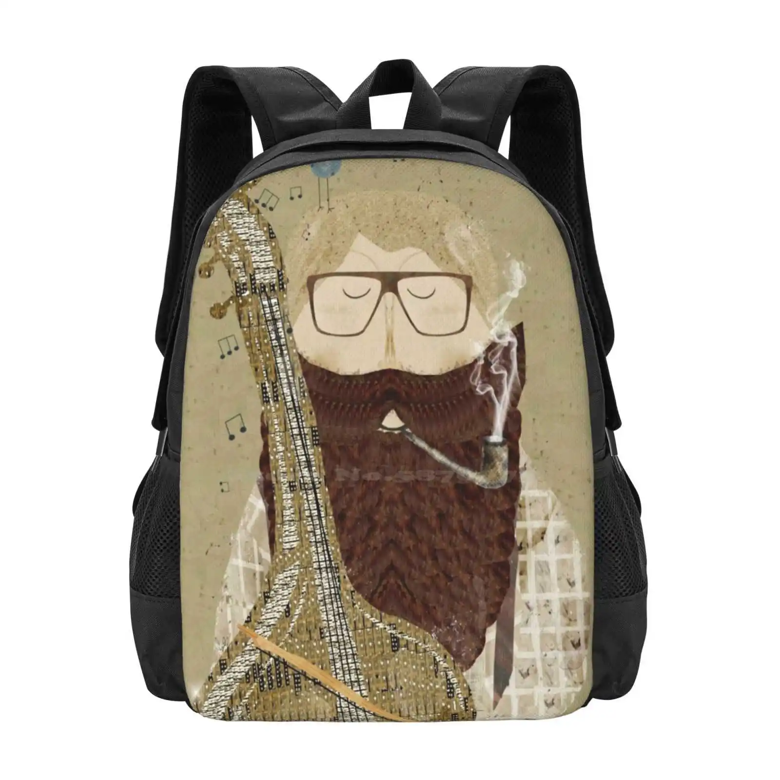 

Рюкзак мужской для студийной игры, дизайнерский саквояж с рисунком саннета, виолончели, цветная народная музыка, Маленькие Птицы в стиле кантри