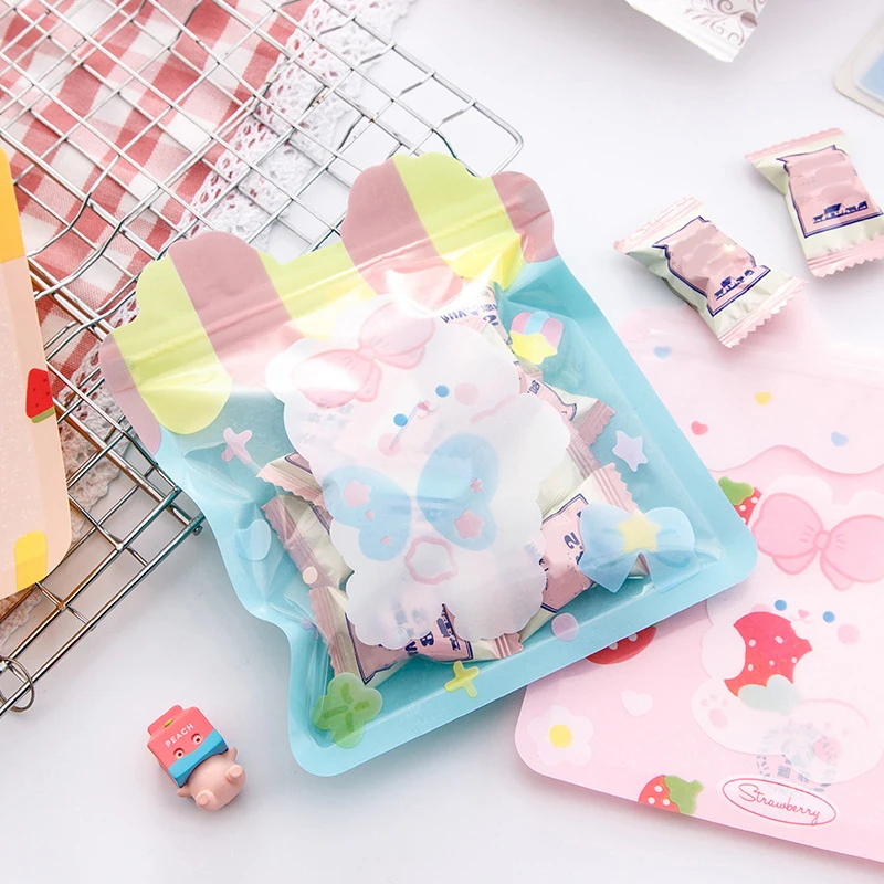 5pcs Food Ziplock Bag Cute Rabbit Bear Candy Cookie Packaging Bags Wedding Birthday Party Decorations Gift Wrapping Supplies