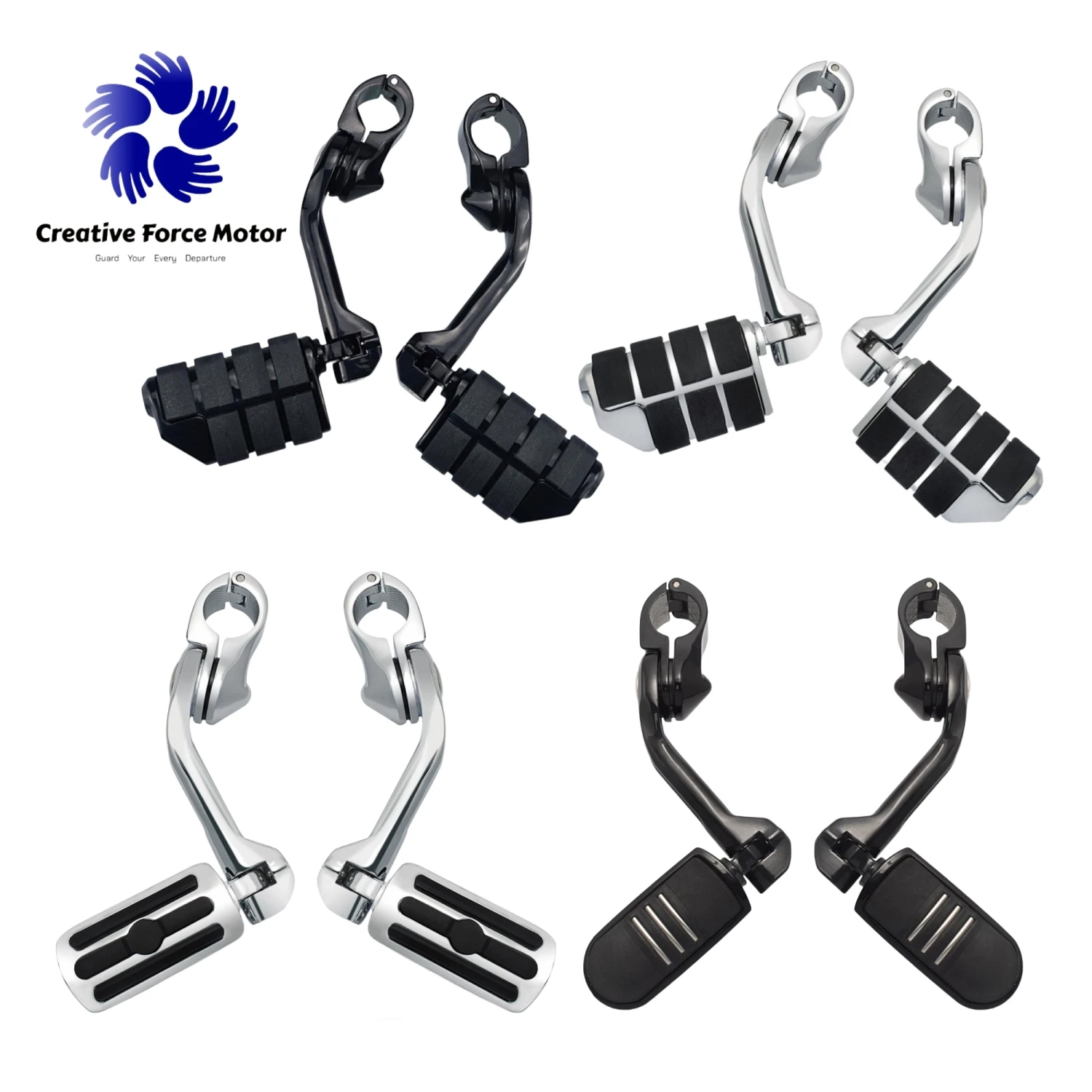 

1 1/4" Motorcycles Engine Guard Foot Pegs Mount Footrest For Honda For Harley Davidson Road King Sportster Fat Boy Electra Glide