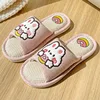 Litfun Summer Lovely Cartoon Slippers For Women Comfort Soft Bottom Open Toe Linen Slippers Ladies Cute Animals Home Flat Slides 6