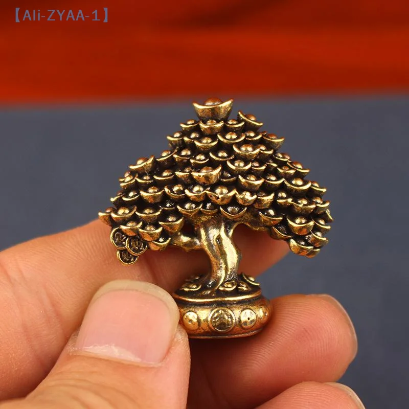 【ZYAA-1】Glücksbaumschmuck aus Messing, Topfbaum, Barrenbaum, Retro-Messingornamente, Wohnzimmer, Büro, Desktop-Skulptur