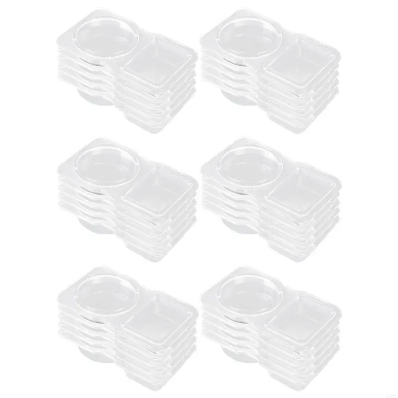 Double Compartment Condiment Container Snacks Storage Organizers for Travel Transparent Sauces Dressings Holders 6XDE