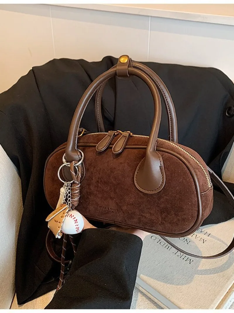 Faux Suede Retro Shoulder Bag for Women 2025 Winter Trend New Y2K Handbags Females Travel Luxury Fashion Tote Bags