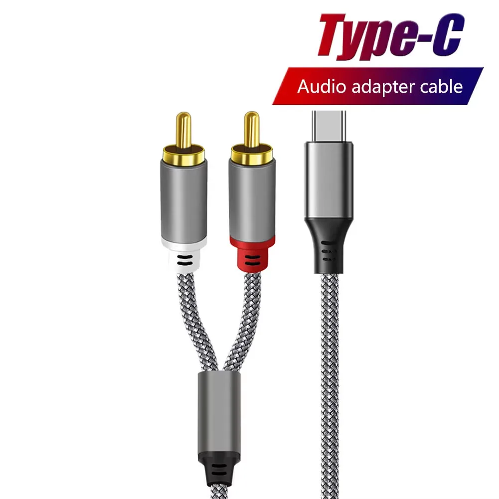 USB C to RCA Audio Cable, Type C to 2 RCA Connector for Speakers and Amplifiers, 1m Length