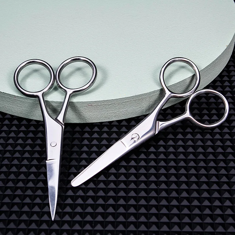 Stainless Steel Round Head Nose Hair Eyebrows Beard Beauty Scissors Makeup Tools