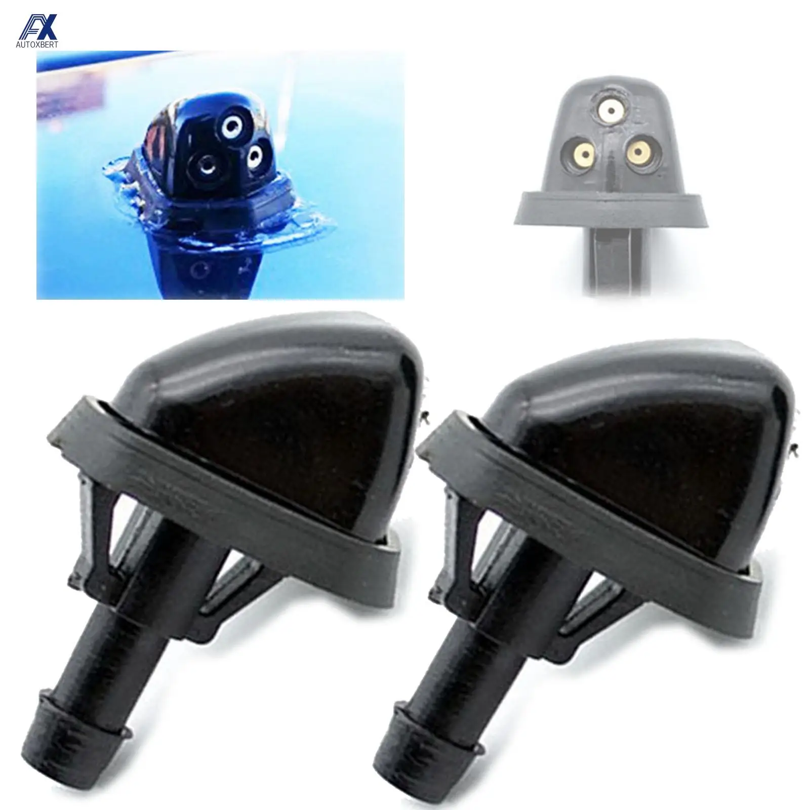 X2 Front Windshield Wiper Washer Nozzle Jet Sprayer Hood Water Clean