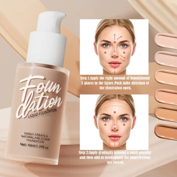 Fondotinta liquido opaco impermeabile Crema per trucco Copertura Correttore per cerchi scuri Correttore Fondotinta sbiancante per il viso Cosmetici 1