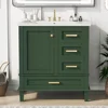 Bathroom Vanity Set 30" with Sink Cabinet Drawers Doors Modern Green Wood Single Vanity Floor Storage Organize Residence Quiet 1