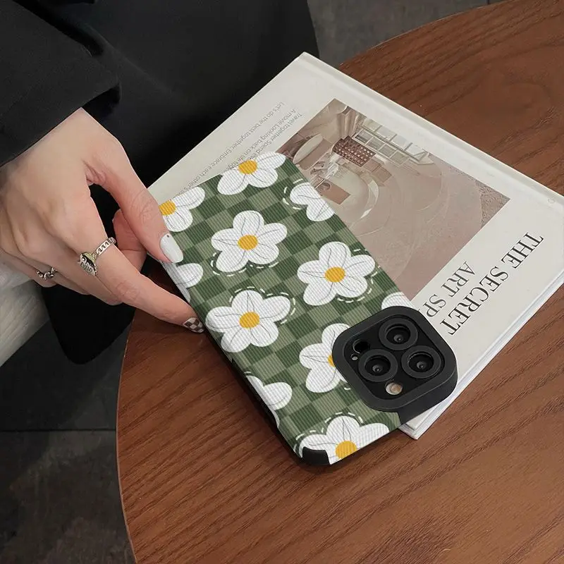 Stylish Sunflower Leather Silicone Shockproof Phone Case - Soft Full Back Cover