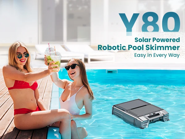 2026 Upgraded Solar Pool Skimmer 24 Hours Robotic Pool Cleaner with Remote Control Smart Obstacle Avoidance Dual Charging Option