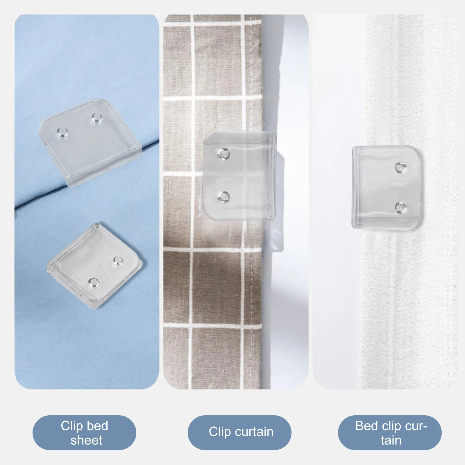 4Pcs Shower Curtain Clips Windproof Fixer Holder Self Adhesive Curtain Clips Anti Slip Bedsheet Clip Home Decoration Accessory