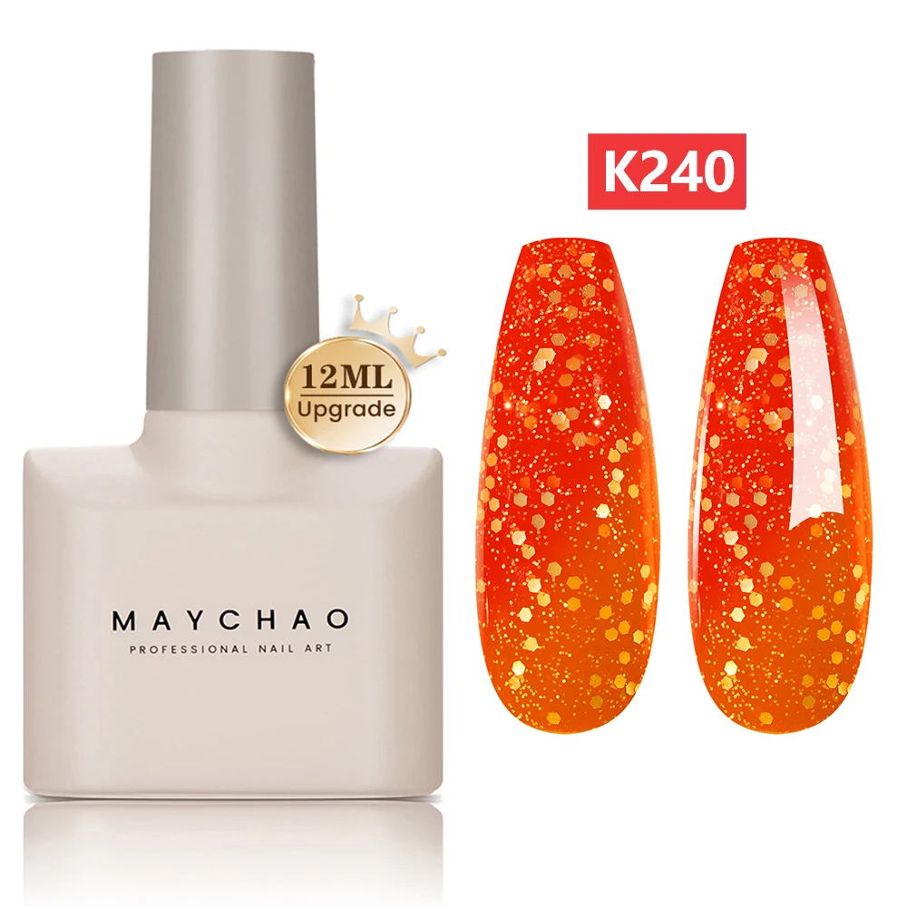 

MAYCHAO 12ml Thermal Gel Nail Polish Vernis 3 Layers Ultra-thin Temperature Color Changing Nail Gel Soak Off UV Gel DIY Design