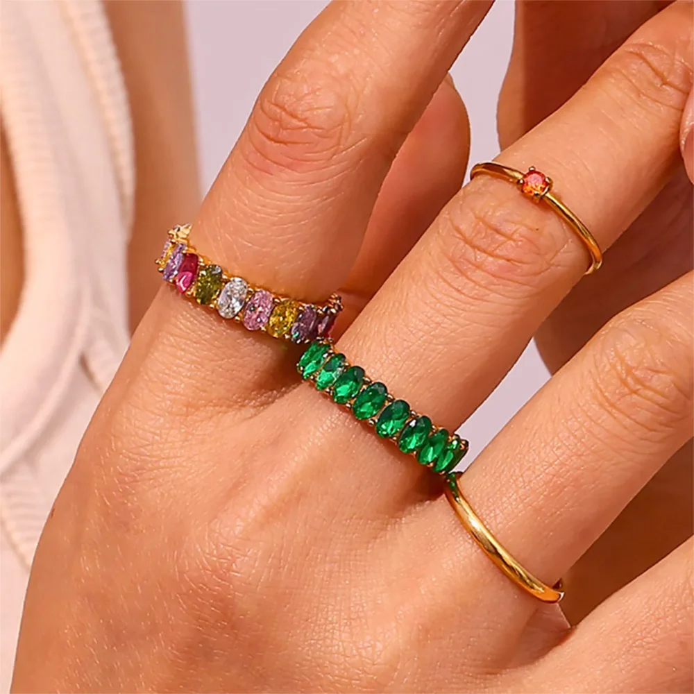 Zircon Rectangle Band Engagement Anillos Mujer