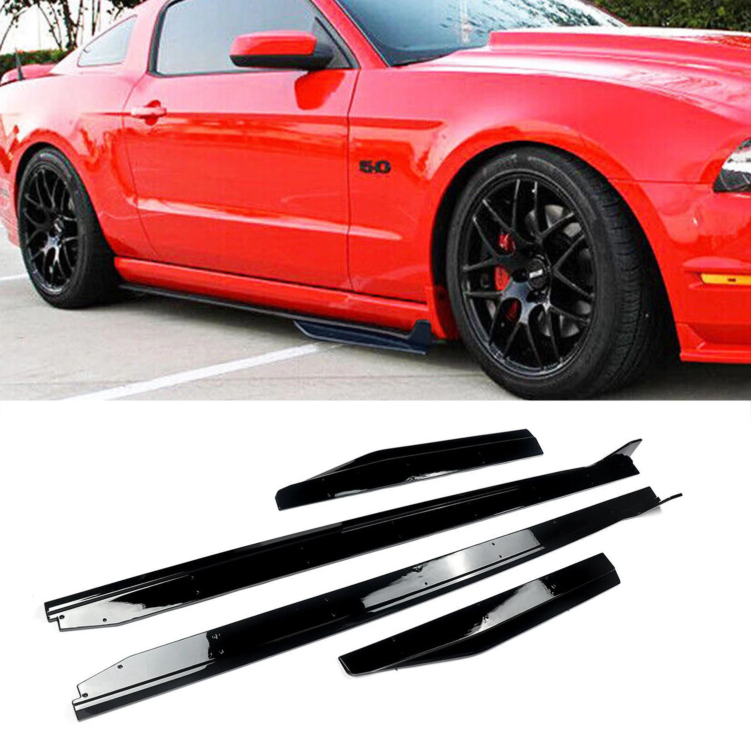 

Side Skirts Compatible With 2016-2019 Chevrolet Mustang Rocker Panel Extension Auto Parts Black 2016 2017 2018 2019