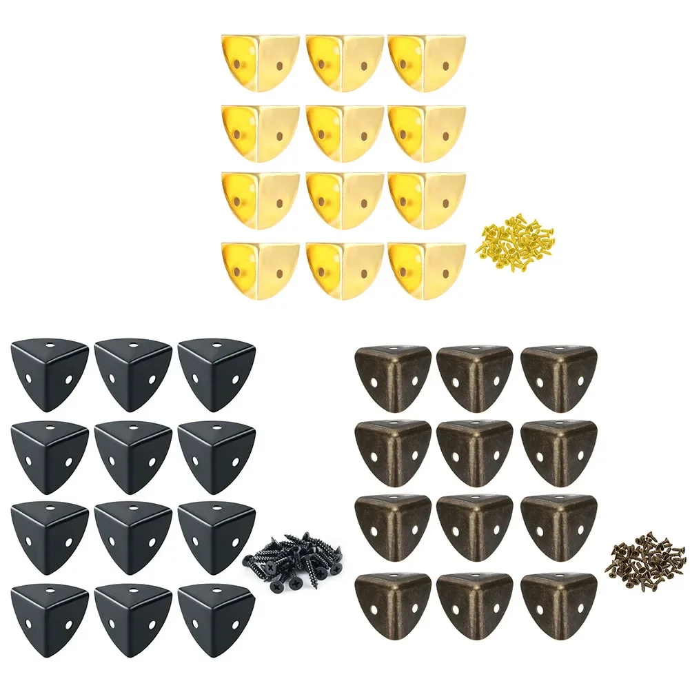Antique Iron Bronze Corner 12PCS Wooden Box Edge Corner Screws Safety Protector Edge Protection Furniture Hardware Angled Furniture Hardware Furniture Corner Protector Decorative Corner Cover Metal Decorative Protectors