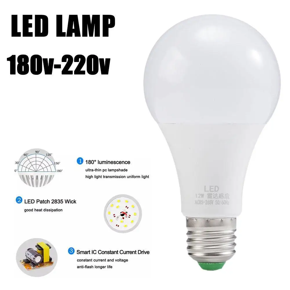 

Pear Lamp With Motion Energy Saving Smart E27 LED Lamp Darknese Light Working 7W/12W Radar E27 Night Bulb In V2A1