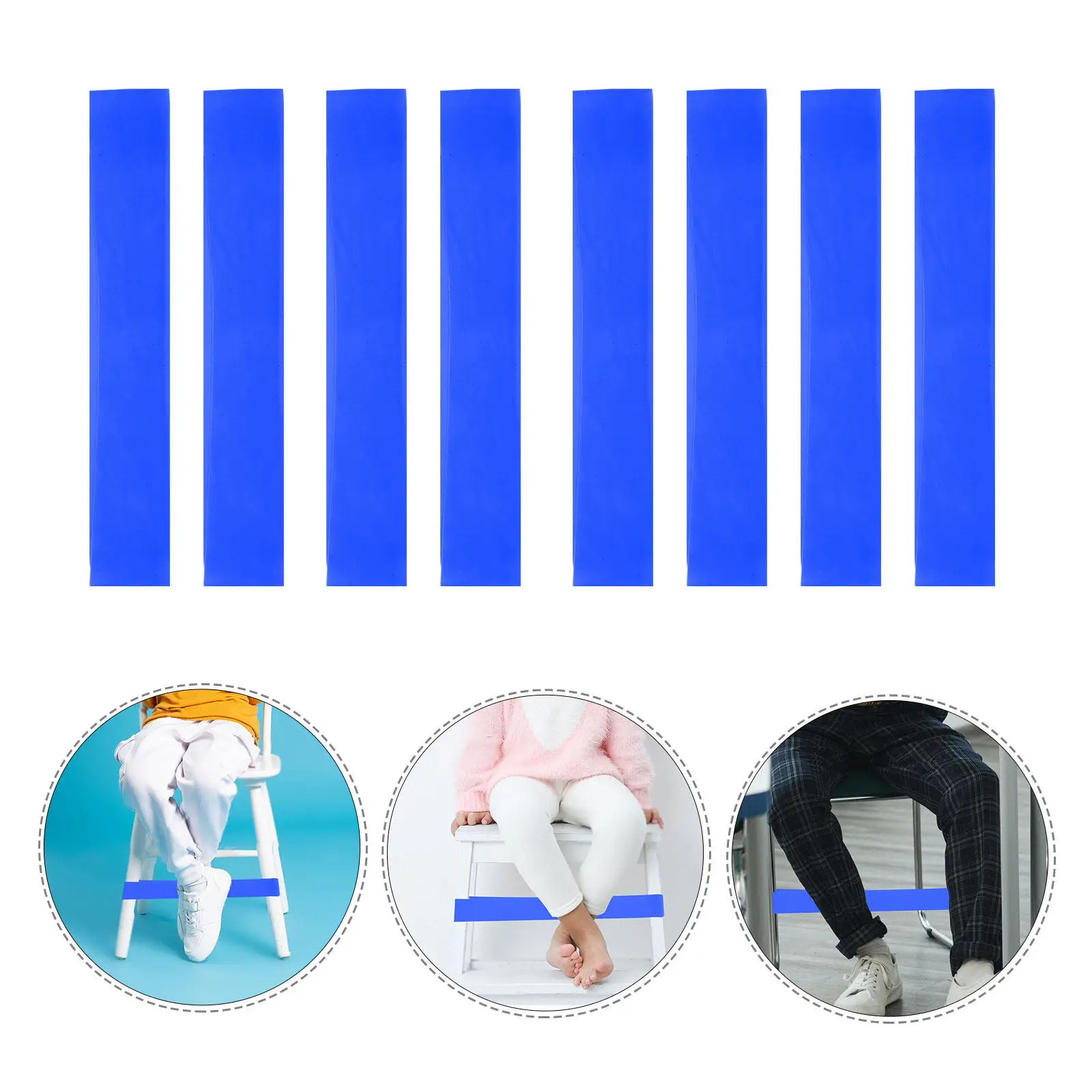 10개 블루 교실용 의자 밴드, ADHD가 있는 어린이를 위한 불안한 발을 진정시키는 탄성 스트랩, 집중력 향상을 위한 감각 발 받침대 밴드